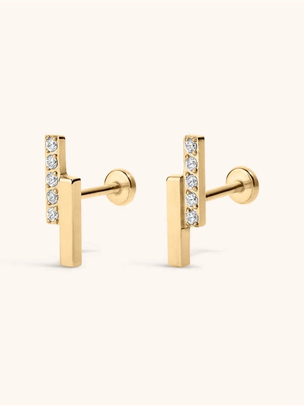 Maison Miru Gold pave lighting bolt nap earrings